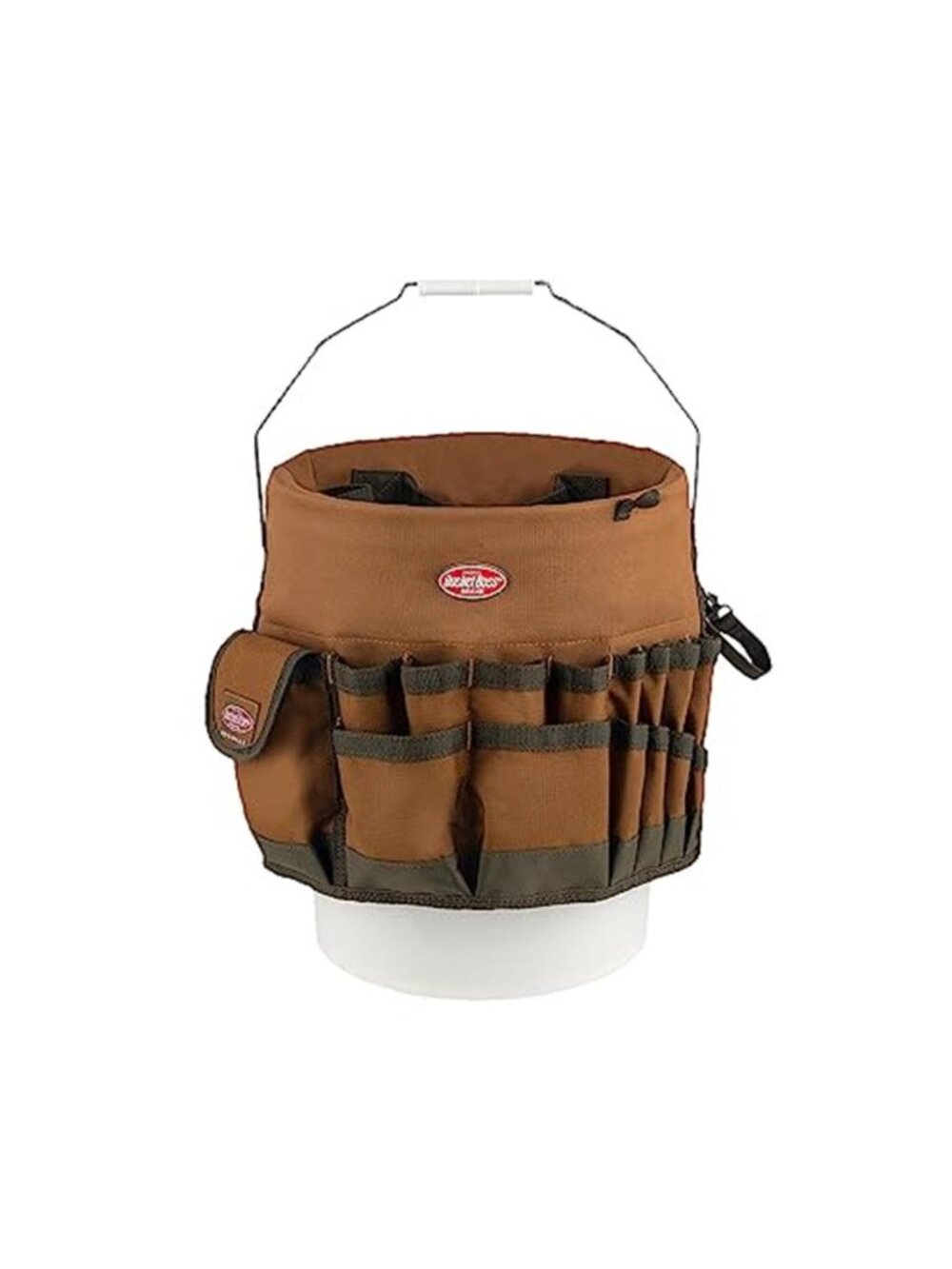 Bucket Tool Organizer 5 Gallon Bucket Caddy Canvas Tool Storage Holder Brown